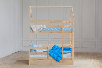 Двухэтажная детская кровать Домик с ящиками, без покраски в Симферополе - предосмотр