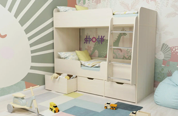 Детская двухэтажная кровать Малыш двойняшка 70х160, корпус Дуб молочный, фасад Дуб молочный в Симферополе