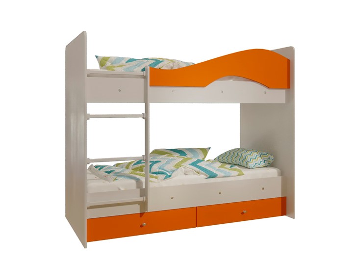 Кровать 2-ярусная Мая с 2 ящиками на щитах, корпус Млечный дуб, фасад Оранжевый в Симферополе - изображение 4
