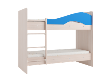 Двухэтажная кровать Мая с 2 ящиками на щитах, корпус Млечный дуб, фасад Синий в Симферополе - предосмотр 2