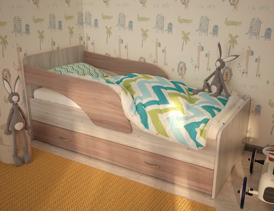 Кровать детская Максимка, корпус Шимо светлый, фасад Шимо темный в Симферополе - изображение