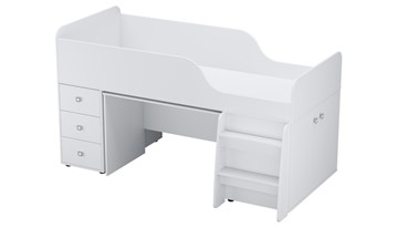 Кровать с лестницей с рабочей зоной POLINI Kids Simple 4500 Белый в Симферополе - предосмотр 1