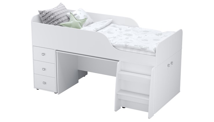 Кровать с лестницей с рабочей зоной POLINI Kids Simple 4500 Белый в Симферополе - изображение 6