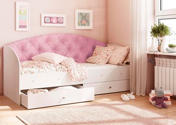 Детская кровать с ящиками Эльза без бортика, Розовый (латы) в Симферополе