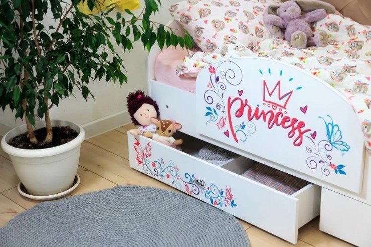 Кровать детская Эльза с бортиком, Розовый (щиты) в Симферополе - изображение 2