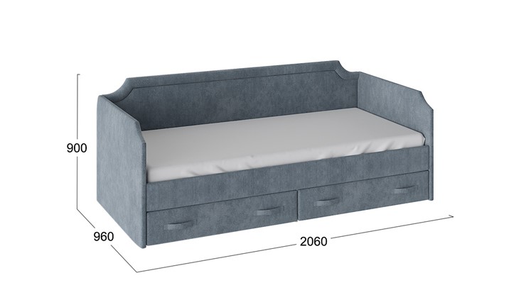 Кровать детская Кантри Тип 1, ТД-308.12.02 (Замша синяя) в Симферополе - изображение 2