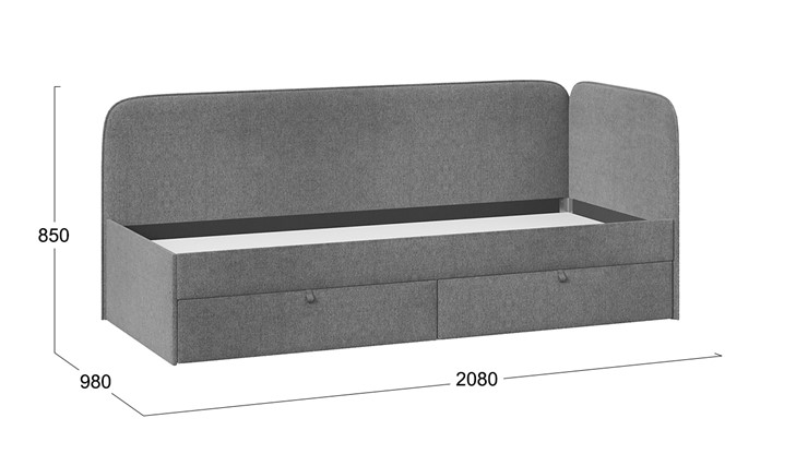Кровать детская Молли тип 1 (90), Микровелюр Scandi Graphite 22 в Симферополе - изображение 3