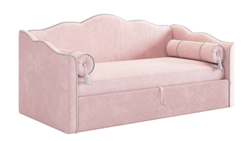 Кровать детская с подъемным механизмом Лея (Софа) 90х200 (нежно-розовый (велюр)/галька (велюр)) в Симферополе