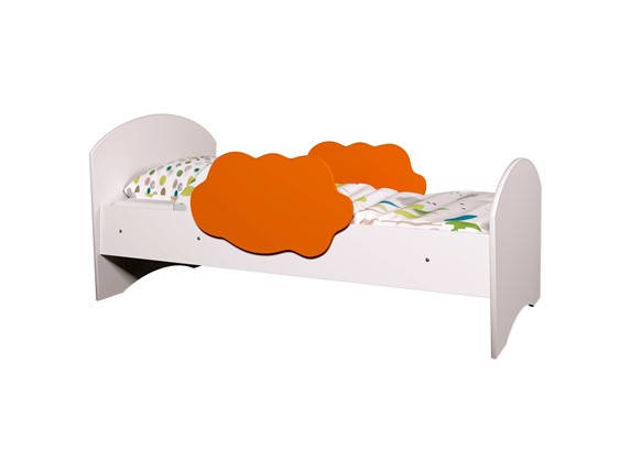 Детская кровать с бортиками Тучка, корпус Белый, фасад Оранжевый в Симферополе - изображение