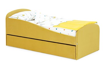 Мягкая кровать с ящиком Letmo горчичный (велюр) в Симферополе