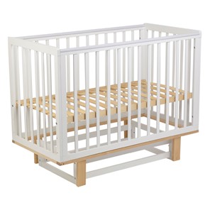 Кровать для новорожденных серия 3400 POLINI Kids Simple 340 с маятником Белый / Натуральный в Симферополе