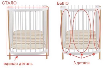 Кроватка в детскую POLINI Kids Simple 350 Белый / Бук в Симферополе - предосмотр 16