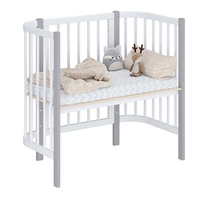 Кроватка детская приставная POLINI Kids Simple 105 Белый / Серый в Симферополе - предосмотр 1