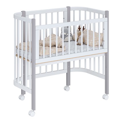 Кроватка детская приставная POLINI Kids Simple 105 Белый / Серый в Симферополе - изображение