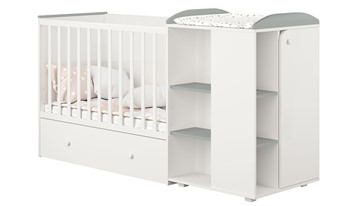 Детская кровать с комодом POLINI Kids Ameli 800 Белый / Серый, серия AMELI в Симферополе - предосмотр 1