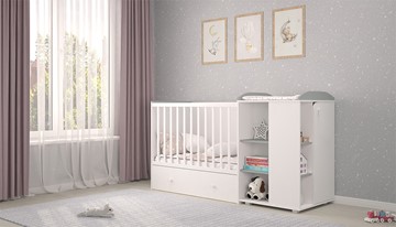 Детская кровать с комодом POLINI Kids Ameli 800 Белый / Серый, серия AMELI в Симферополе - предосмотр 2