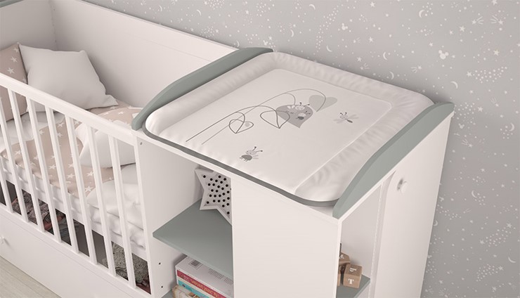 Детская кровать с комодом POLINI Kids Ameli 800 Белый / Серый, серия AMELI в Симферополе - изображение 3