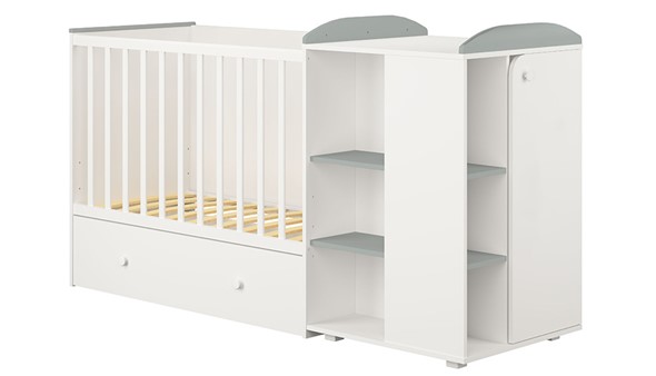 Детская кровать с комодом POLINI Kids Ameli 800 Белый / Серый, серия AMELI в Симферополе - изображение