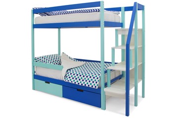 Двухъярусная детская кровать Svogen мятный-синий в Симферополе