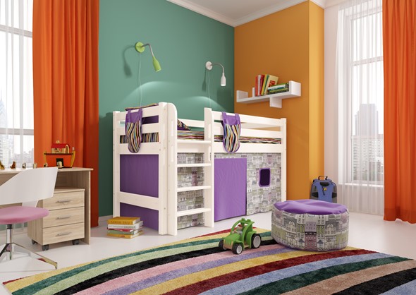 Кровать-чердак в детскую Соня, Вариант 11 Белый в Симферополе - изображение