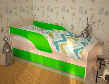 Детская кровать Максимка, корпус Млечный дуб, фасад Салатовый в Симферополе - предосмотр
