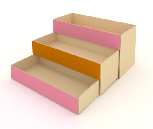 Кровать детская 3-х уровневая КД-3, Беж + Розовый + Оранжевый в Симферополе - изображение