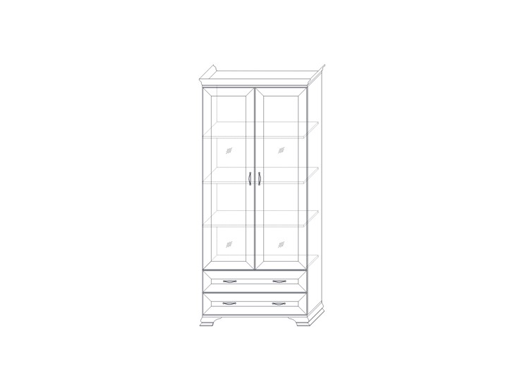 Шкаф (2 стеклодвери) Сиена, Бодега белый / патина золото в Симферополе - изображение 1