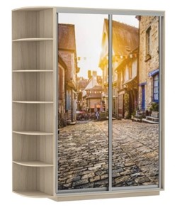Шкаф 2-дверный Хит, 1500x600x2200, фотопечать, со стеллажом, улица, шимо светлый в Симферополе