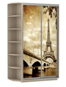 Шкаф 2-створчатый Хит, 1500x600x2200, фотопечать, со стеллажом, париж, шимо светлый в Симферополе