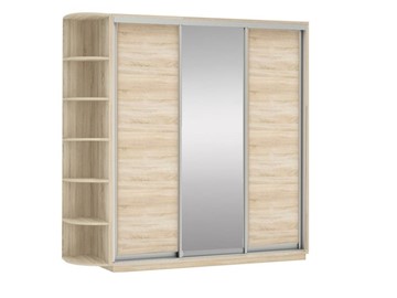 Шкаф 3-створчатый Экспресс (ДСП/Зеркало/ДСП) со стеллажом, 2400х600х2200, дуб сонома в Симферополе