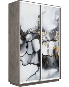 Шкаф 2-х дверный Экспресс 1400x450x2400, Абстракция серая/бетон в Симферополе