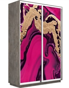 Шкаф 2-створчатый Экспресс 1400x600x2400, Абстракция розовая/бетон в Симферополе