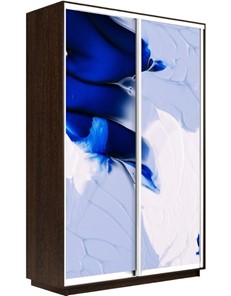 Шкаф 2-створчатый Экспресс 1600x450x2200, Абстракция бело-голубая/венге в Симферополе