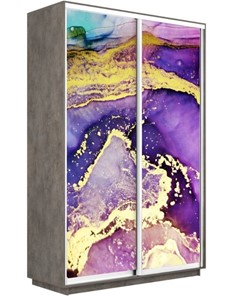 Шкаф 2-х створчатый Экспресс 1600x600x2400, Абстракция фиолетово-золотая/бетон в Симферополе