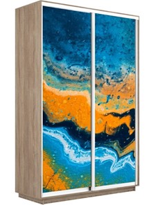 Шкаф 2-створчатый Экспресс 1600x600x2400, Абстракция оранжево-голубая/дуб сонома в Симферополе