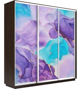 Шкаф 3-дверный Экспресс 2100х450х2400, Абстракция фиолетовая/венге в Симферополе
