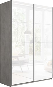 Шкаф Прайм (Белое стекло/Белое стекло) 1600x570x2300, бетон в Симферополе