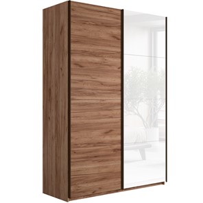Шкаф 2-х дверный Прайм (ДСП/Белое стекло) 1600x570x2300, Крафт табачный в Симферополе