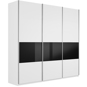 Шкаф Широкий Прайм (ДСП / Черное стекло) 2400x570x2300, Белый снег в Симферополе