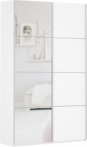 Шкаф 2-створчатый Прайм (ДСП/Зеркало) 1200x570x2300, белый снег в Симферополе