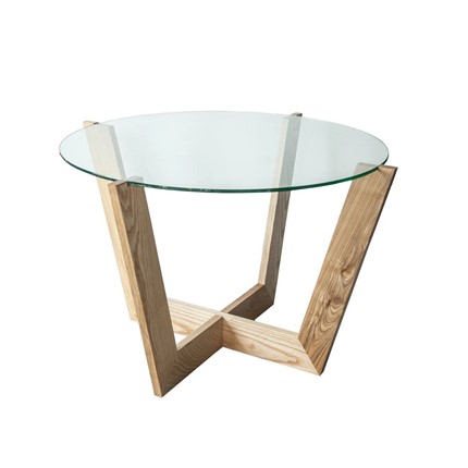 Круглый столик Оникс-10, Натуральный массив/Прозрачное стекло в Симферополе - изображение