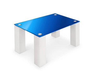 Журнальный столик Колизей-8, белый/синее стекло в Симферополе