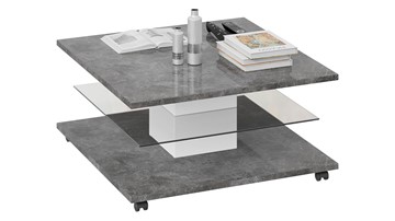 Журнальный квадратный стол Diamond тип 1 (Белый/Ателье темный глянец) в Симферополе