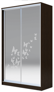 Шкаф 2-х дверный 2400х1682х420 два зеркала, "Бабочки" ХИТ 24-4-17-66-05 Венге Аруба в Симферополе