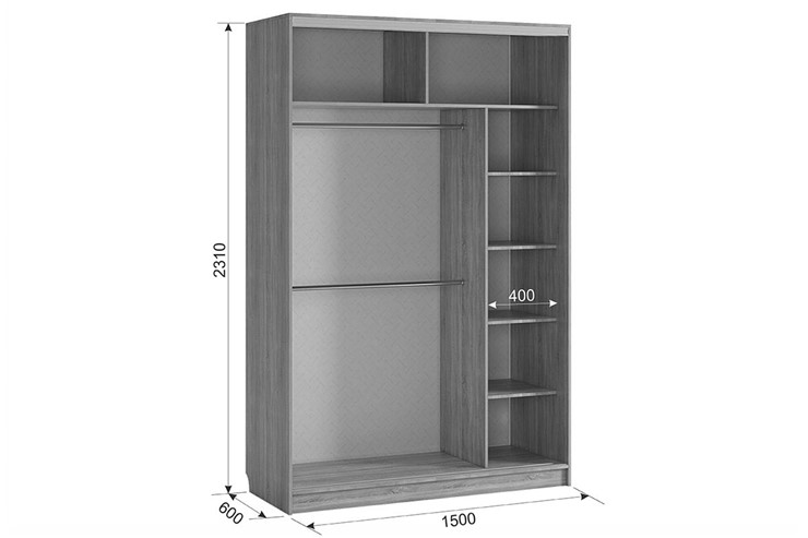 Шкаф двухдверный Гранд 2-600, венге/белый в Симферополе - изображение 2