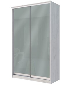 Шкаф 2-х дверный Хит-22-12-22 с цветным стеклом, средне-серый 074, Дуб крафт белый в Симферополе