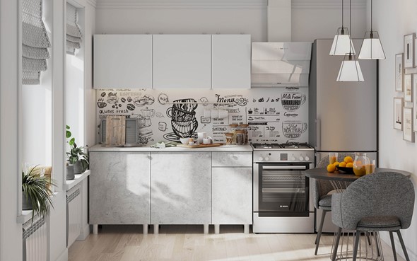 Готовая кухня КГ-1 1600, белый/белый/цемент светлый/антарес в Симферополе - изображение