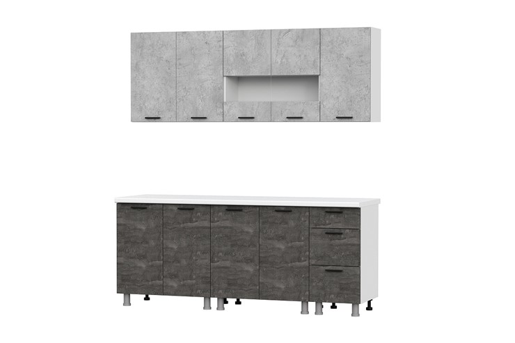 Модульный кухонный гарнитур Модус 2,0м Белый / Цемент светлый / Камень тёмный (без столешниц) в Симферополе - изображение 1