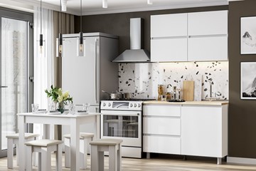 Кухонный гарнитур Токио 1200, белый текстурный/белый текстурный/тростник в Симферополе
