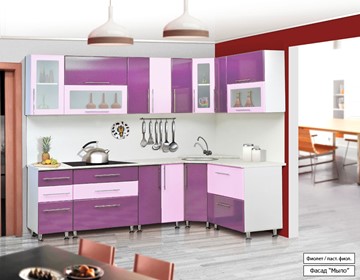Угловой кухонный гарнитур Мыло 224 2600х1600, цвет Фиолет/Пастель фиолет в Симферополе